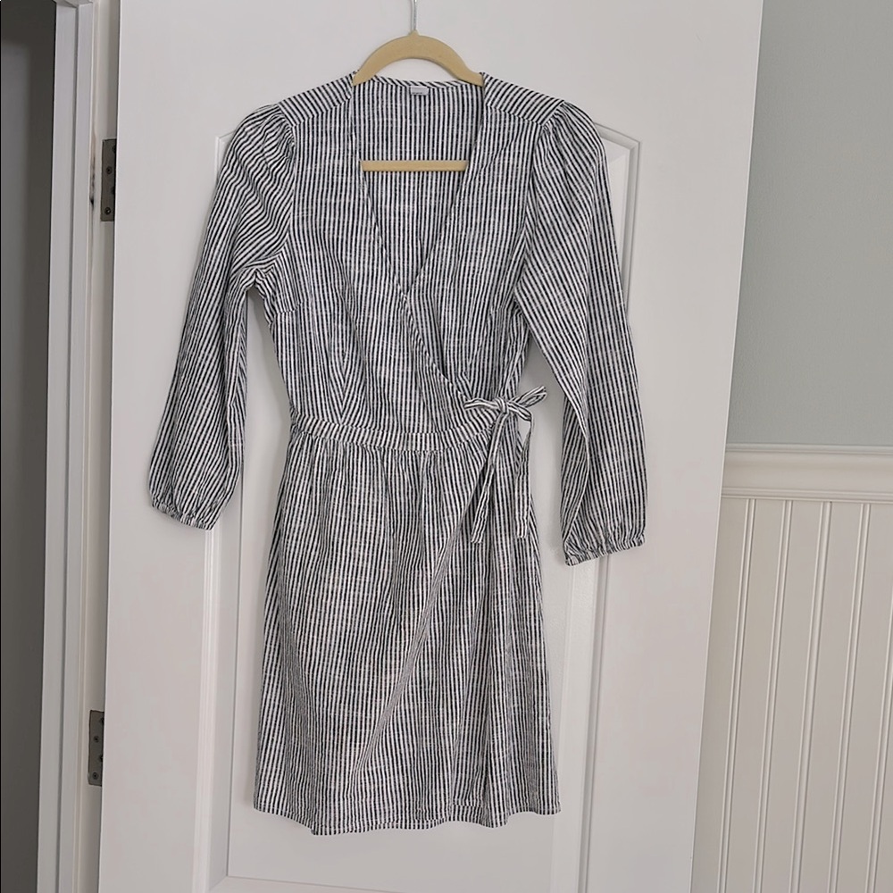 Striped Blue and White Wrap Dress